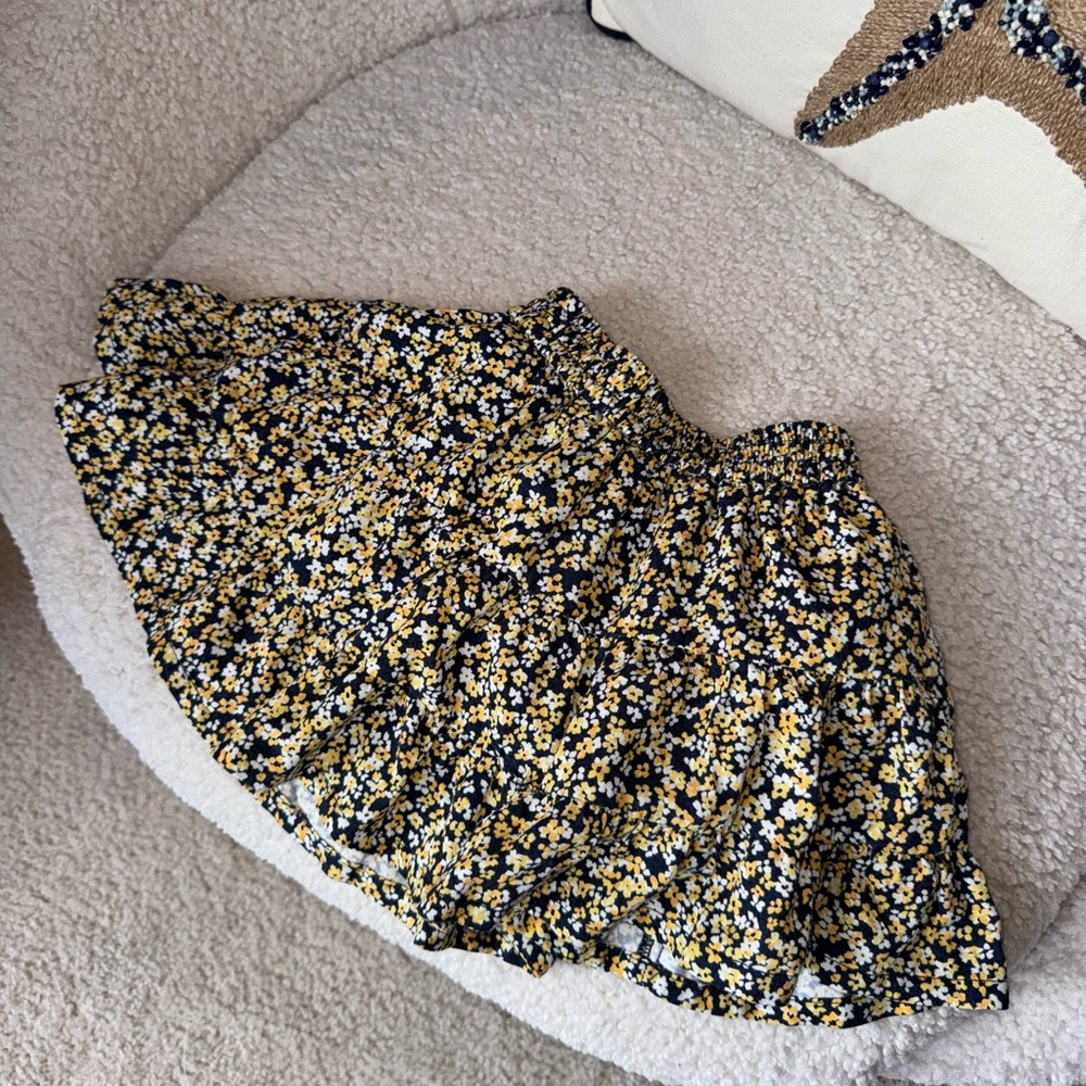 Zara Floral Kids Skirt - Black and Yellow